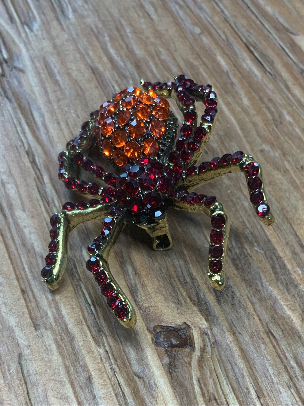 Sparkling Spider Red and Orange Crystal Accent Brooch - Picture 2 of 5